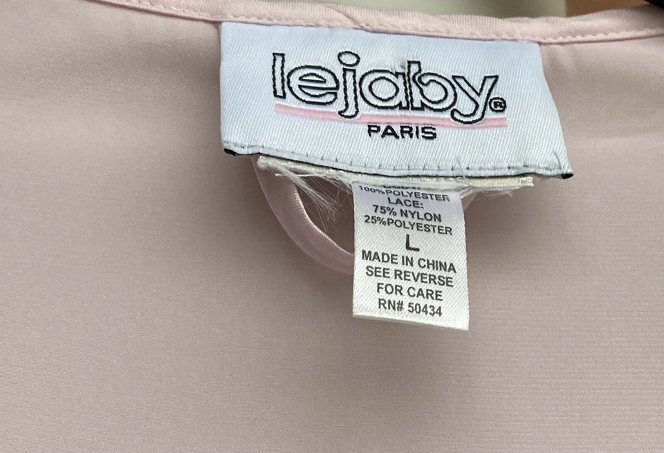 Juego de batas Lejaby Paris Chemise rosa satinado bordado talla L Foto 2 de 4