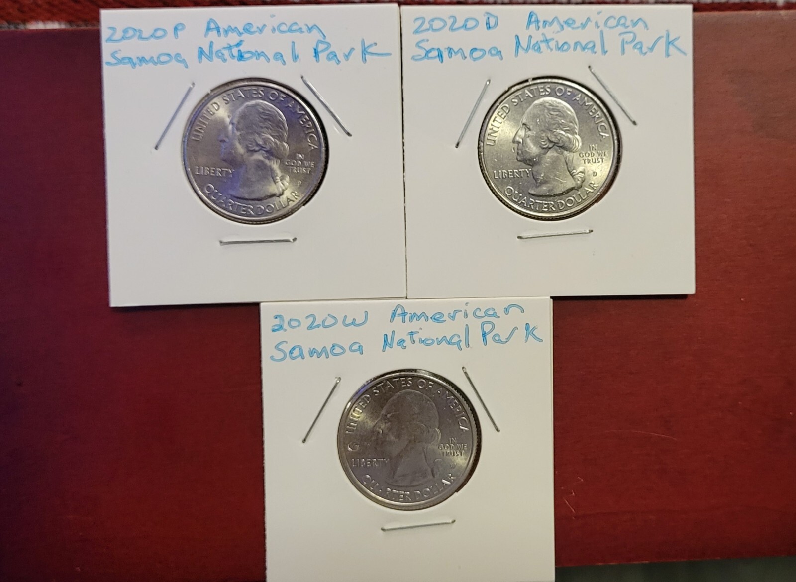 2020 ATB American Samoa (bat) Quarters P, D, & the RARE "W" *V75* Mints