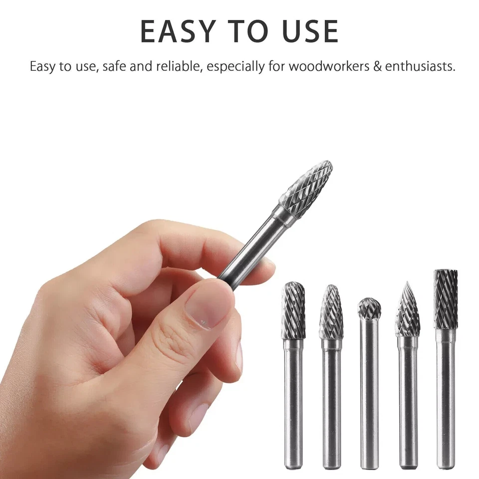 5x Tungsten Steel Carbide Rotary Burr Set 1/4inch Shank 8MM Head Die Grinder Bit - Image 4 of 4