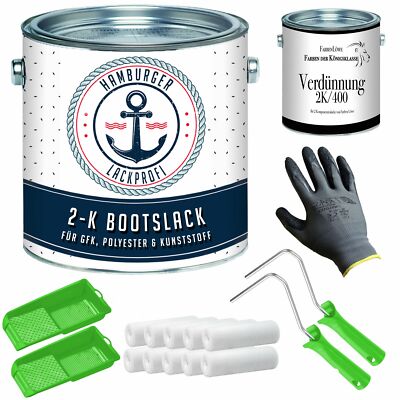 2K Bootslack GLÄNZEND Orientrot RAL 3031 Rot GFK + Lackierset Yachtlack HLP