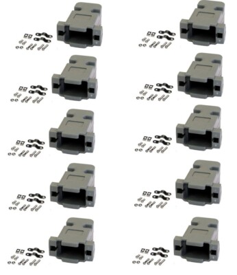 10 Pack DB9 D-SUB Plastic Hoods Shell for 9pin Connector Adapter Cover w/Screws