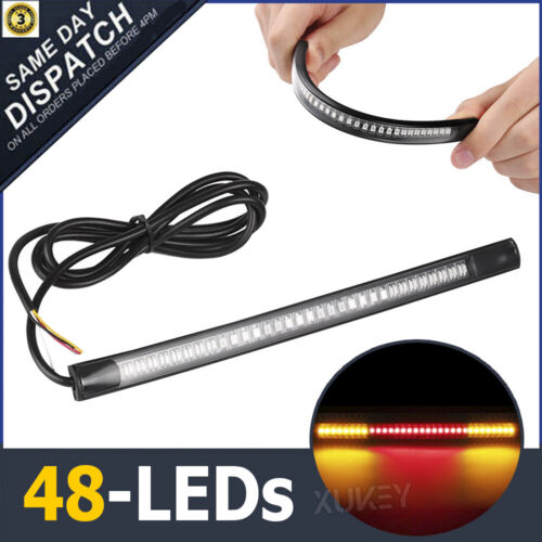 Flexible Motorcycle Turn Signal LED Rear Light Strip Tail Brake Stop Lamp Bar - Bild 1 von 10