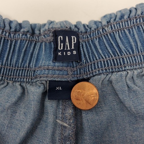 NWT GAP KIDS BLUE CHAMBRAY DENIM UTILITY SHORTS MEDIUM WASH CARGO GIRLS YOUTH XL - Picture 9 of 11
