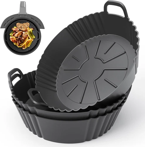Round Silicone Air Fryer Liners 3Pack, Ninja AF101 & AF161 Silicone Liners for 4