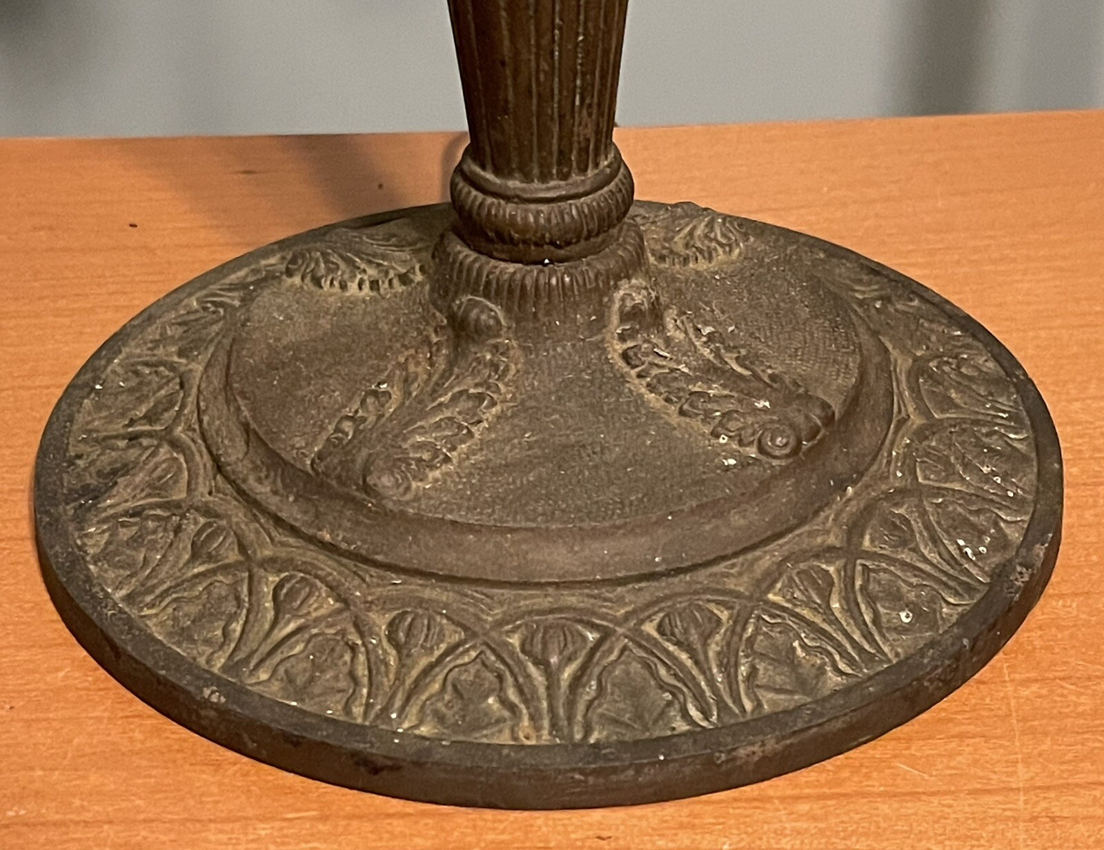 Antique Cast Iron Table Lamp Base 21" Art Nouveau 2 Bulb Leaf FLoral