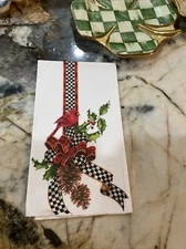 MacKenzie-Childs Christmas Cardinal Courtly Check Guest 1 Napkin for Decoupage.