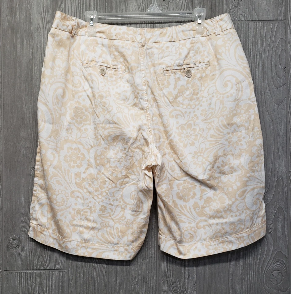Pantalones Cortos Cato Mujer 18W Bermudas Chino Floral Paisley Beige Blanco 36x11 Bolsillos Alto Foto 4 de 4