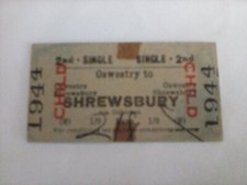 Oswestry to Shrewsbury 2nd RailwayTicket Child 29/3/64