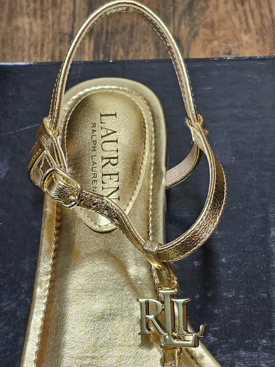 NIB Lauren Ralph Lauren Women's Elmstead Modern Gold Metallic
