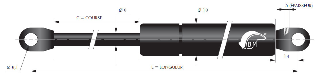 Vérin Dadaux pour hachoir et cutter en inox pour levage fluide de capot