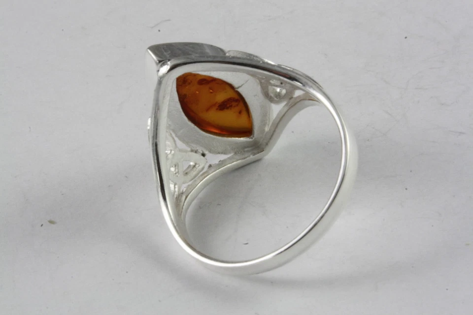 Design Ambra Nodo Celico Anello Ambra Anello IN Argento 925 Vero Argento / 541 - Immagine 4 di 4