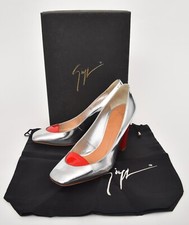 NIB GIUSEPPE ZANOTTI Skud 90 Scarpa Mirror Argento Tomata Heels Pumps 7 EU 37