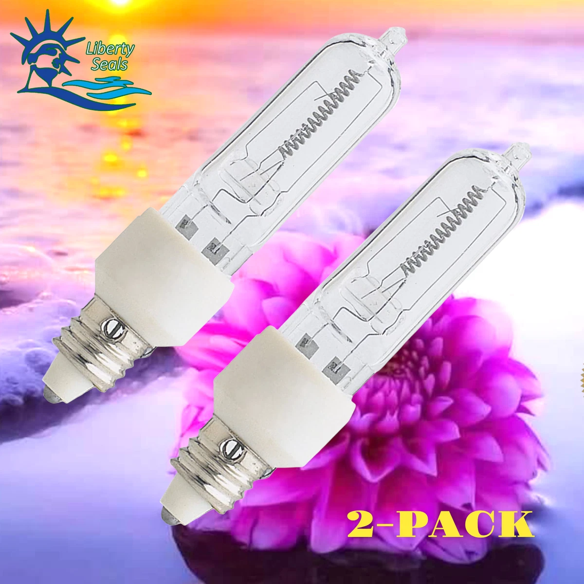 Feit BPQ100 CL MC Bulb Mini Candelabra Halogen Clear 120v 100w 2 PK