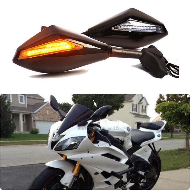 LED Turn Signals Motorcycle Mirror Clear Lens For Yamaha FZR 1000