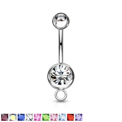 #ad 10pc Add A Charm Gem Belly Rings 14g Naval Navel 316L Surgical Steel Wholesale $21.95