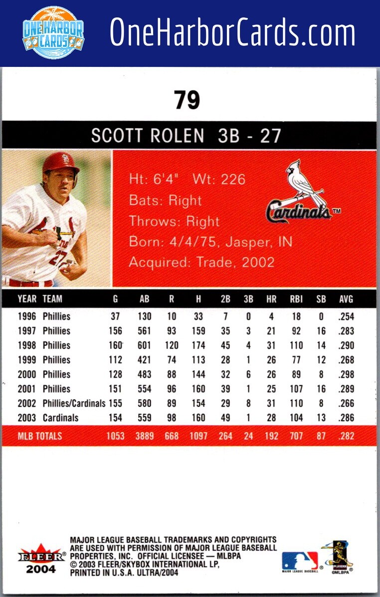 2004 Ultra St. Louis Cardinals #79 Scott Rolen | eBay