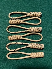 550 Paracord Zipper Pulls 6pk Tan and Rattlesnake Camo