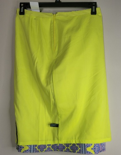 The Limited Short Skirt Sz 10 Blue Yellow White Pattern Straight Fully Lined New - Picture 7 of 10