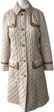 Stunning Escada Sport Quilted Trench Coat Leather Inserts Pit To Pit 19 Inches