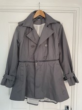 Full Circle Trench Coat, Grey, Women’s Medium-size 12