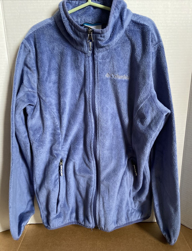 Girl's Columbia Soft Fleece Jacket Size M 10-12 Slate Blue *used* Full Zip