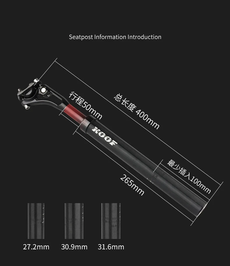 Lightweight Bicycle Shock Absorber Seatpost 40mm Suspension Cycling Seat Tube - Image 4 of 4