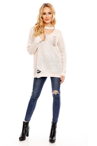 Damen Pullover Loch Pulli Gestrickte Sweatshirt Sweater Strickpullover PU8981 - Picture 18 of 32