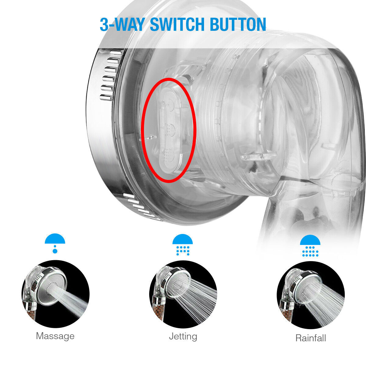 High Turbo Pressure Shower Head Bathroom Powerful Energy Water Saving ...