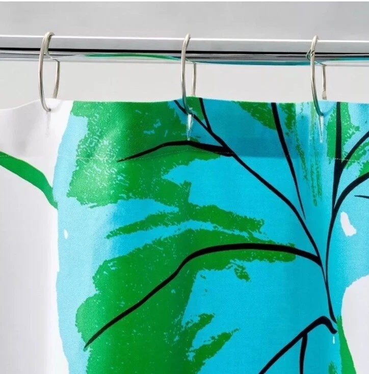 DVF Target Geranium Leaf Green Shower Curtain Diane Von Furstenberg Brand NEW Foto 4 de 4