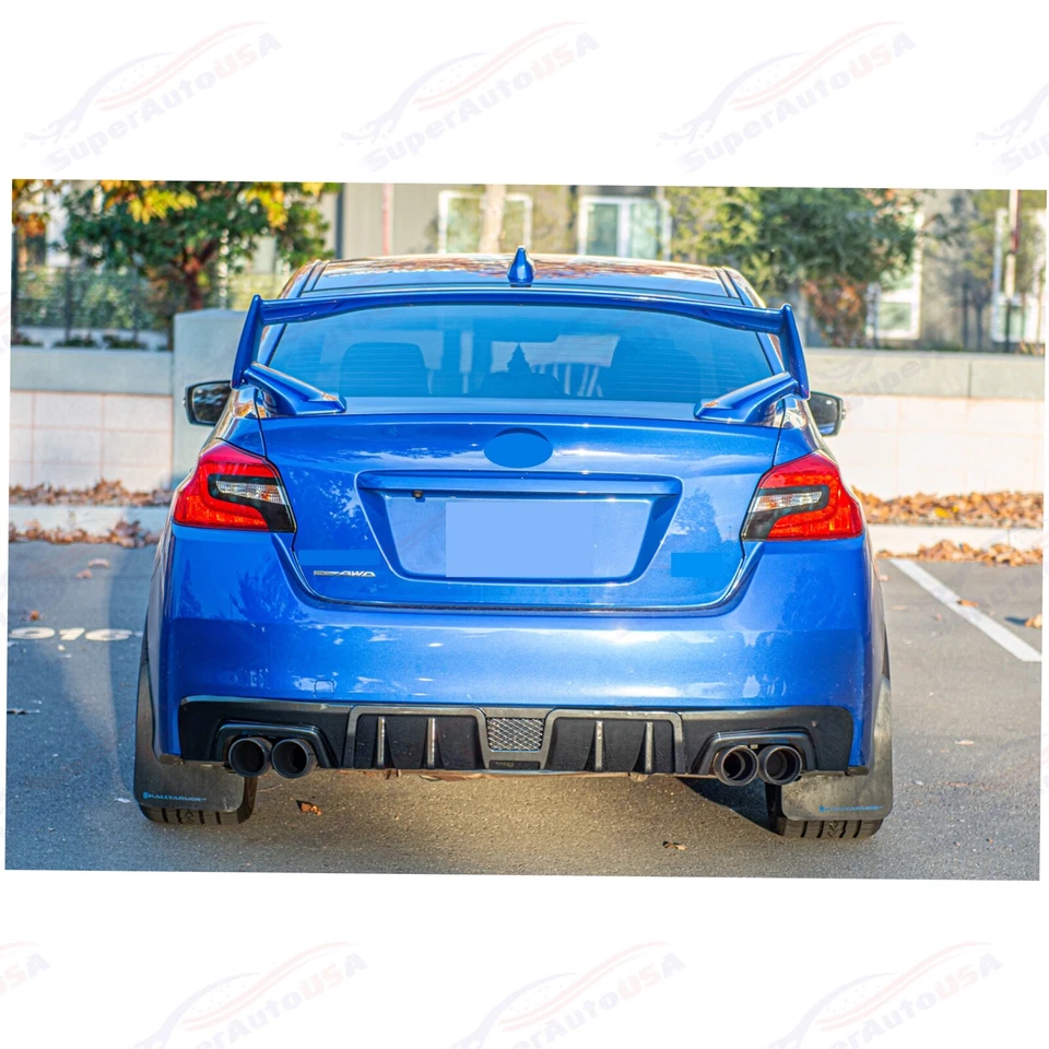 Difusor de alerón de parachoques con impresión de fibra de carbono para Subaru WRX STI 2015-2021 con cubierta Foto 4 de 4