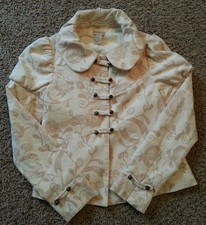 Elevenses Anthropologie Latte Art Velvet Victorian Puff Slv Jacket 4