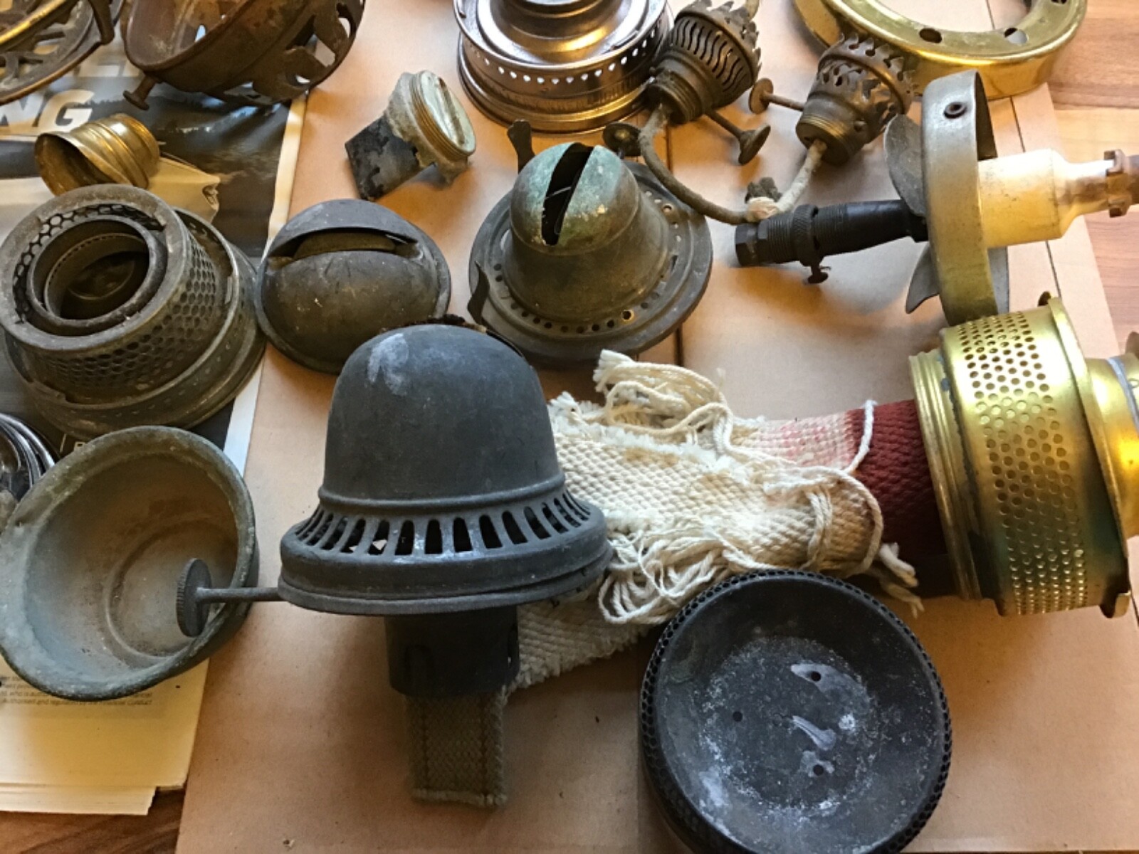 Vintage Antique Brass Oil Lamp Parts Job Lot eBay