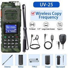 1X UV25 WALKIE-TALKIE 136-174 220-260 400-520MHZ TRI-BAND TWO WAY RADIO NOAA KIT