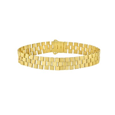 14k Yellow Gold 7'' Railroad Cobblestone Bracelet 10mm 14 grams