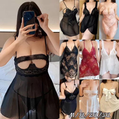 Sexy-Lencería para mujer Ropa de dormir Babydoll Prendas para dormir Ropa interior Vestido de encaje Tanga - Imagen 1 de 65