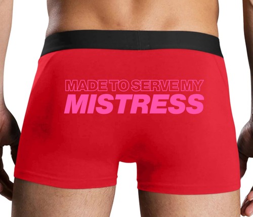 Calzoncillos boxer rojos elásticos Knaughty Knickers hechos para servir a mi amante para hombre no - Imagen 11 de 12