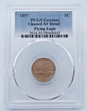 1857 Flying Eagle 1c Cent PCGS Genuine Cleaned XF Detail - C092
