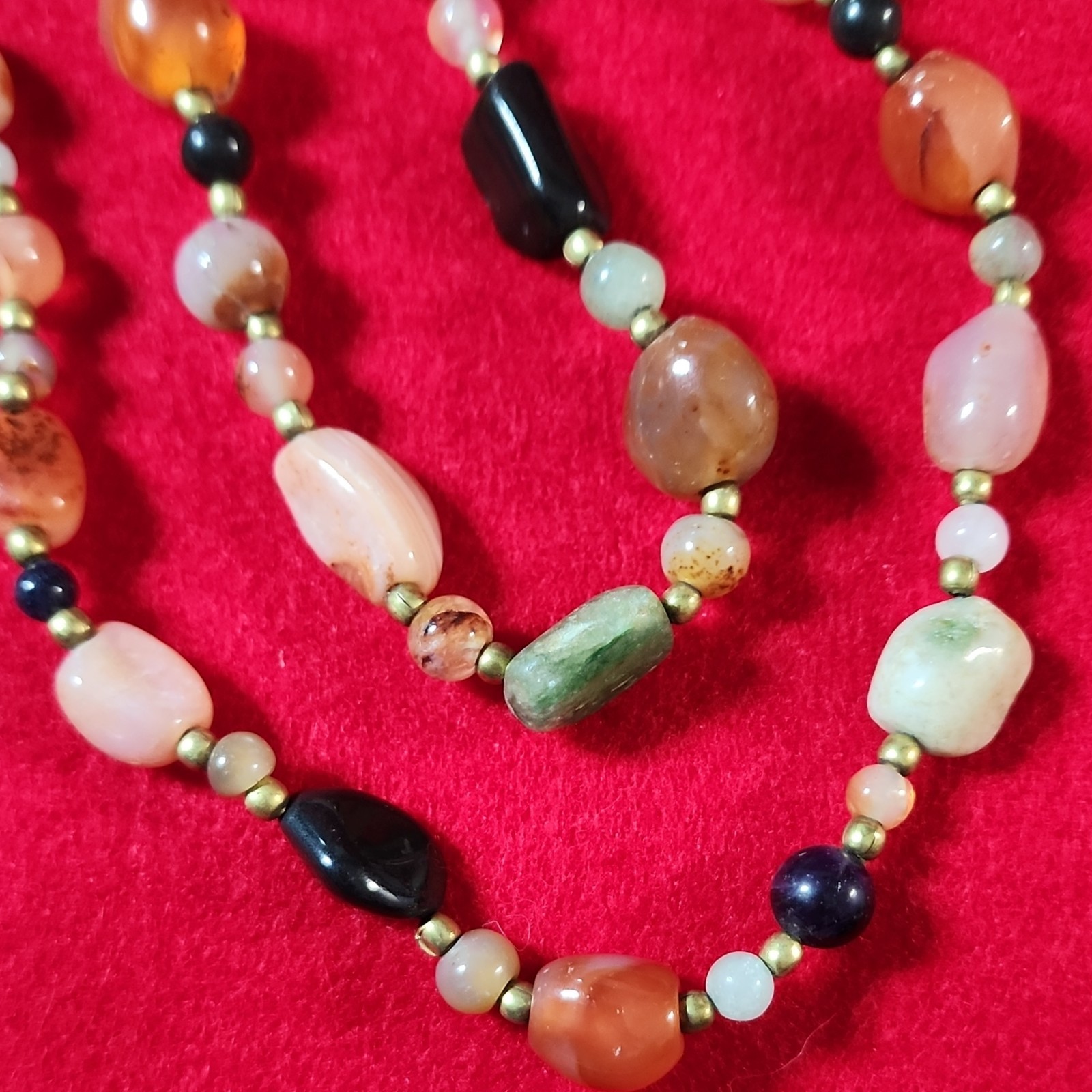 Handcrafted Multicolor Stone Beaded Necklace Bras… - image 2