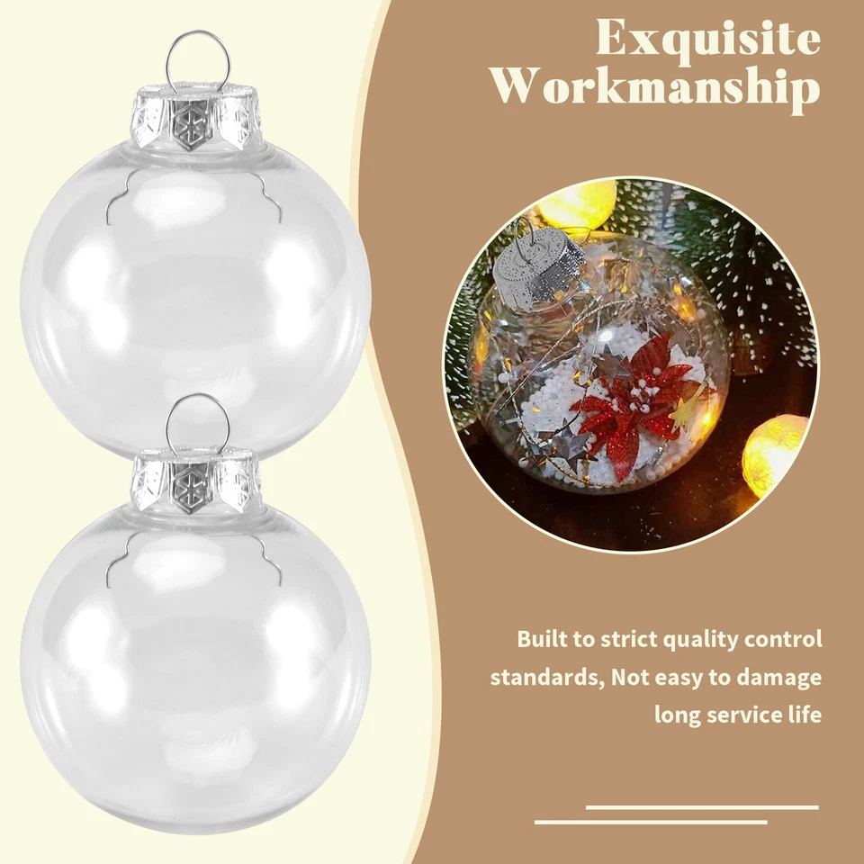 Palline di Natale Trasparenti Rotonde da 15 Pezzi Palline per Albero di Nat6921 - Immagine 2 di 4