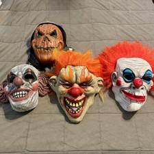 Halloween Clown Mask Lot 4 Pumpkin LED Light Up Mask Costume Prop Mixed Set