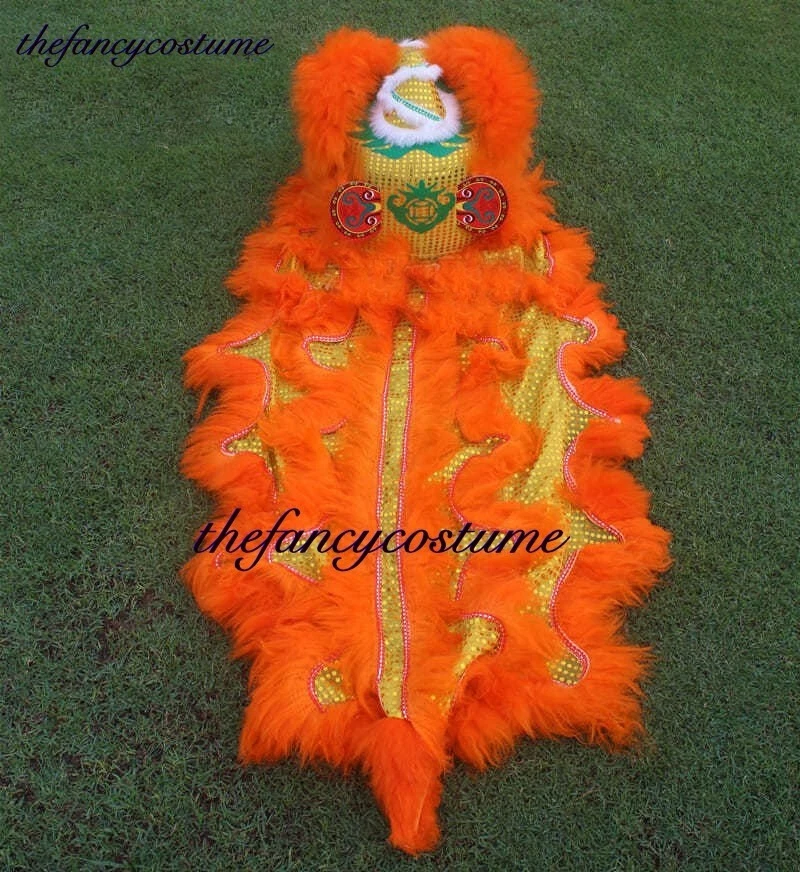 Disfraz de mascota con accesorios de baile de león naranja un pantalón 12 pulgadas cultura popular china Foto 3 de 4