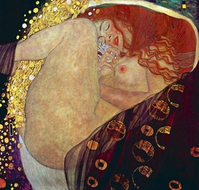 Gustav Klimt Signed Oil Painting on Canvas in Art Nouveau .