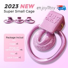 3D Printed Lightweight Pink Sissy Cage Small Male Chastity Devices Lock Ring New