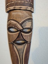 Carved Wood African Sculpture wall hanging 15"