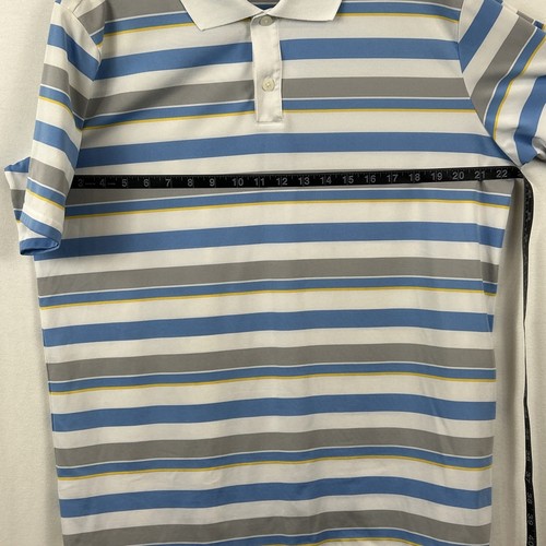 Adidas Polo Uomo Grande Golf Camicia Manica Corta Righe Blu/Grigio/Bianco Usato in Ottime Condizioni (141) - Foto 4 di 8