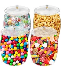 4 Piece Candy Jars with Lids 90oz Plastic Candy Jars Bulk Acrylic Cookie Jars...