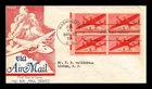 DR JIM STAMPS US COVER AIR MAIL 6C FDC SCOTT C25 BLOCK OF 4 ANDERSON CACHET