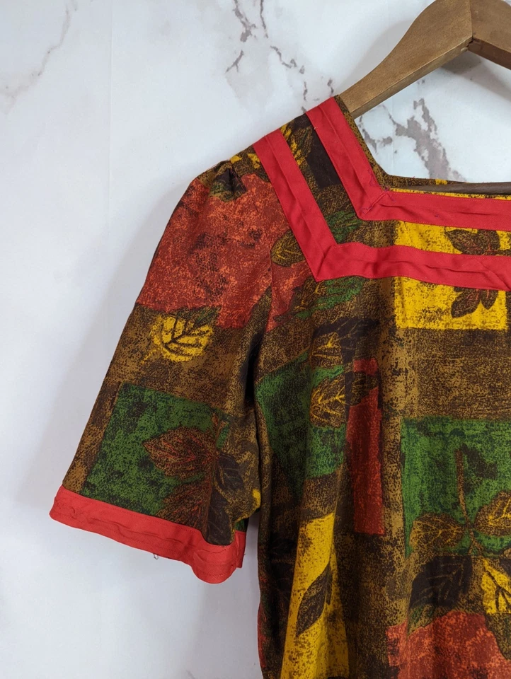 Vintage Peasant Dress Womens Large Prairie Handmade Thanksgiving Autumn Folk - Image 2 of 4