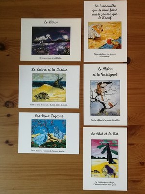 Postkarten Fabeln - La Fontaine - französisch