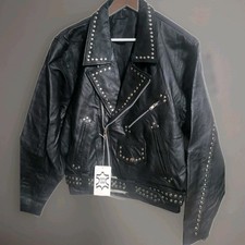 Damen Biker Lederjacke mit Fransen Echtleder Nappaleder Rocker Style Gr M 40/42